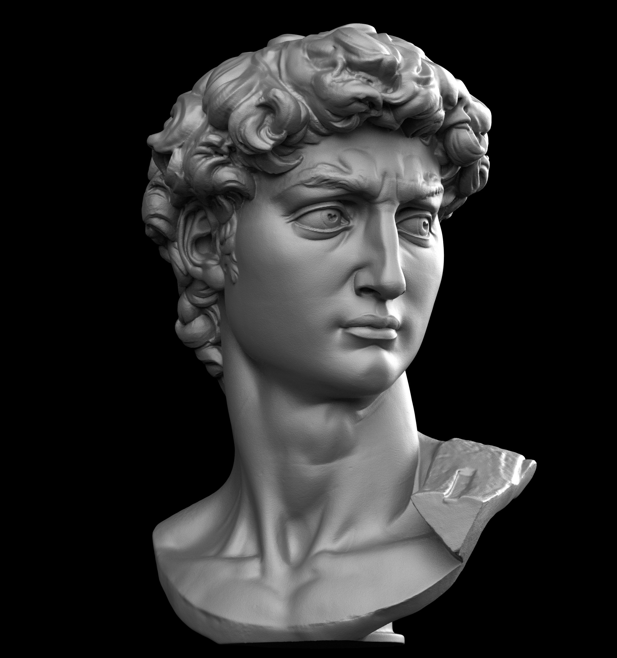 3D-модель: отсканированный бюст Давид Микеланджело
