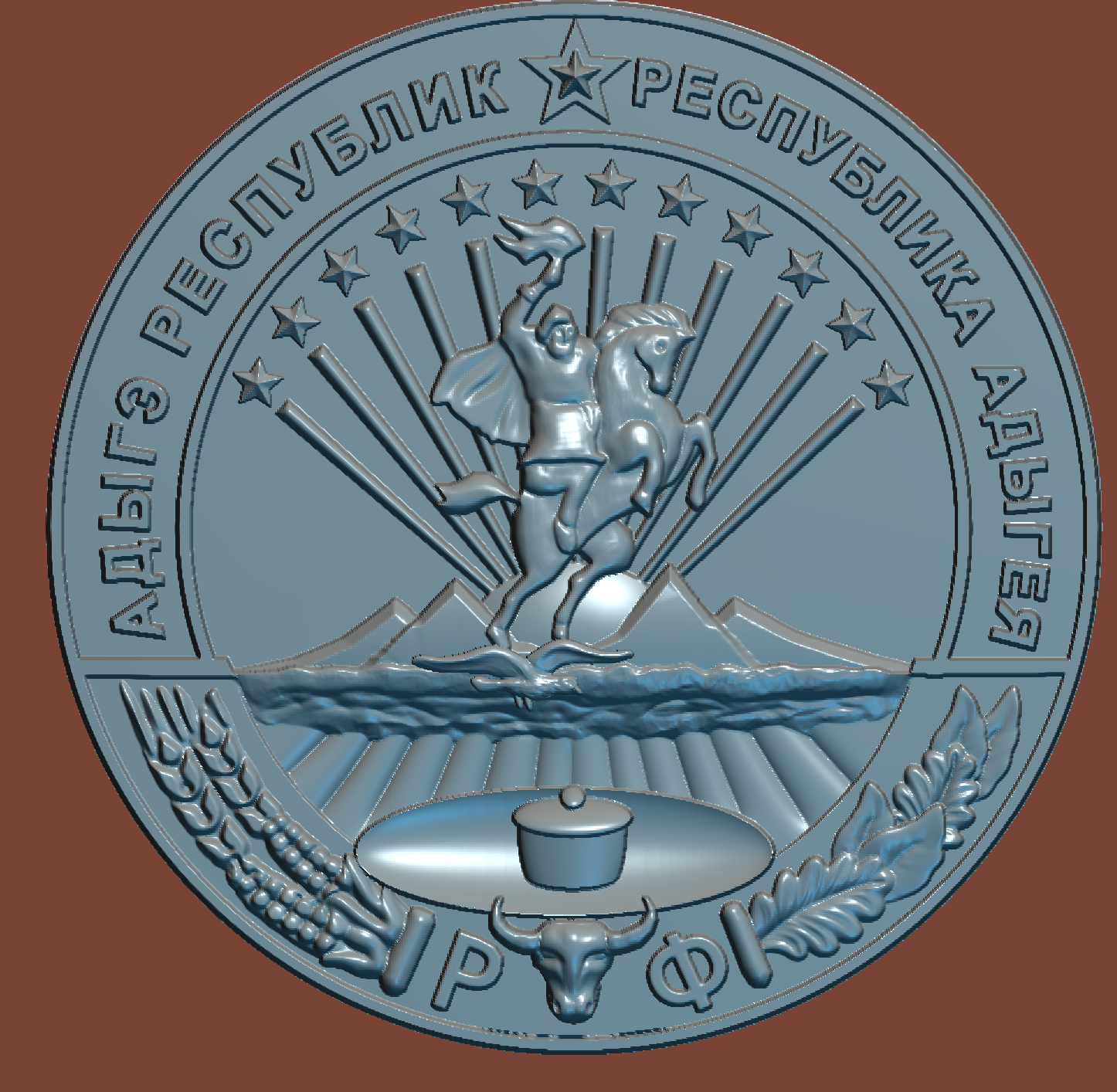 3D-модель: барельеф герба Республики Адыгея